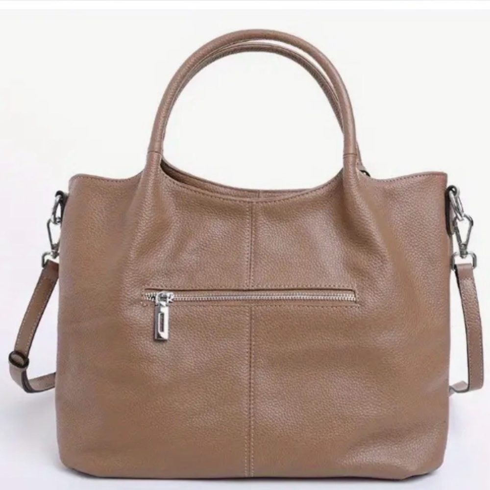 Pebbled Shoulder Tote in Charcoal Gray - Picture 7 of 8